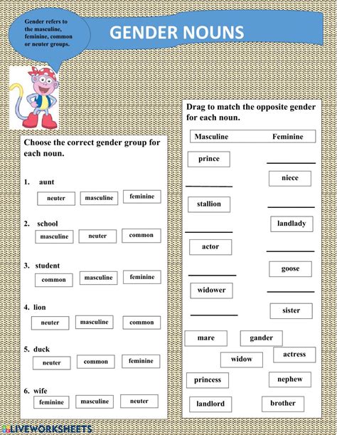 Gender Nouns Worksheet Nouns Worksheet 2nd Grade Worksheets Word