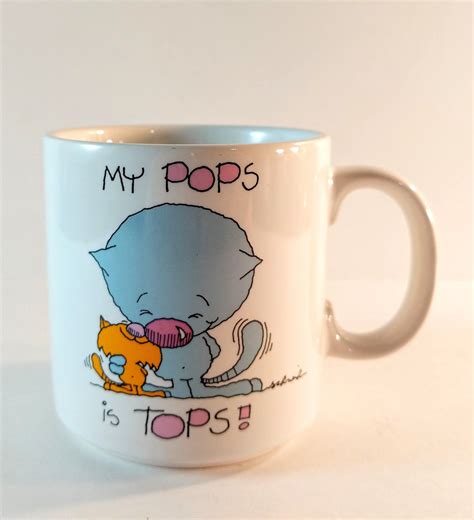 Specifically crafted to contain hot beverages. Vintage Russ Berrie "My Pops is Tops # 1 Dad" Mug with ...