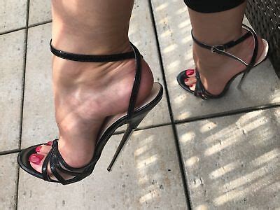 Very High Heel Sandals Strappy Metal Stiletto Patent Fetish Size Uk
