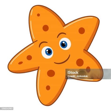 Cartoon Orange Starfish On White Background Stock Illustration