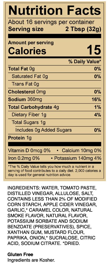 Sweet Baby Ray S Honey Barbecue Sauce Nutrition Facts Besto Blog