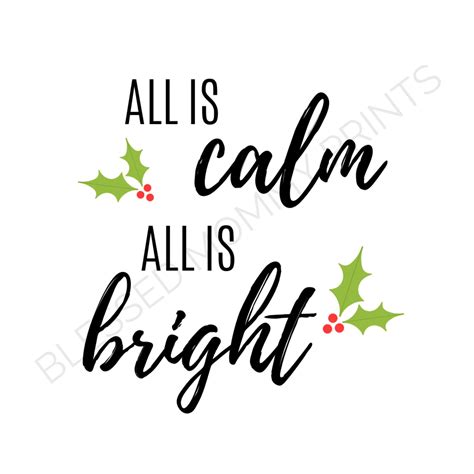 All Is Calm All Is Bright Digital Download Winter Clipart Etsy