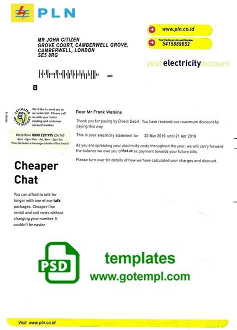 Create a report card that reflects your school's identity. Indonesia electricity bill template fully editable in PSD format
