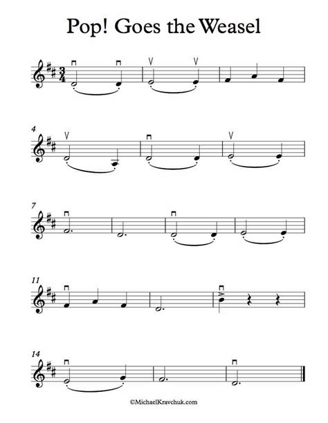 Taylor swift has a number of popular songs available for the violin. Free Violin Sheet Music - Pop! Goes The Weasel - Michael Kravchuk