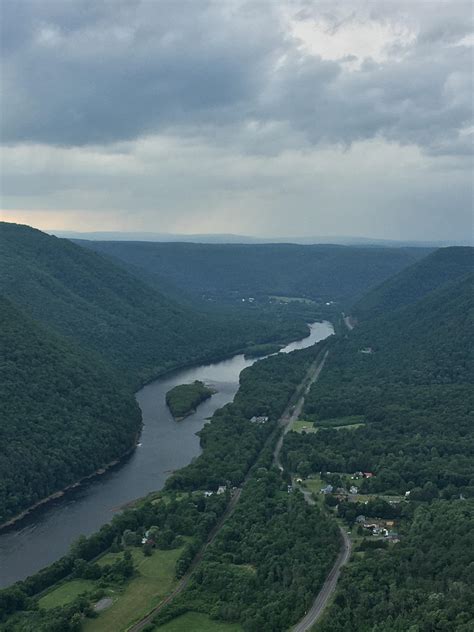 You can see vast distances both upstream and downstream over just past the entrance to hyner run state park turn left onto hyner view road. View from top of Hyner View State Park facing Renovo ...