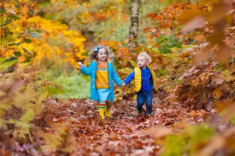 Kids Playing In Autumn Park Stock Image Image Of Laughing Forest