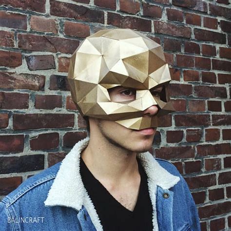 Skull Mask Low Poly 3d Papercraft Mask Printable Diy Etsy In 2021