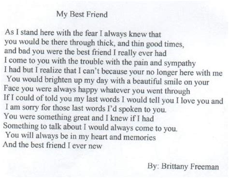 Best Friend Poems Fantasy Best Friend Poem 10402