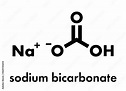 Sodium bicarbonate (baking soda), chemical structure. Skeletal formula ...