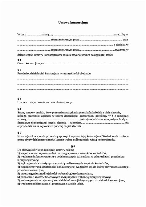 Wzór umowy Umowa konsorcjum Notatek pl