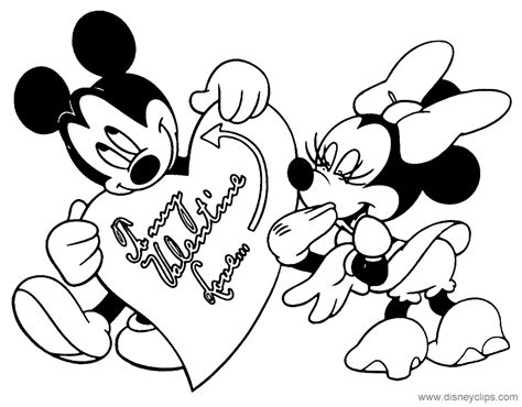 Mickey Minnie Mouse Valentine Coloring Page Valentine