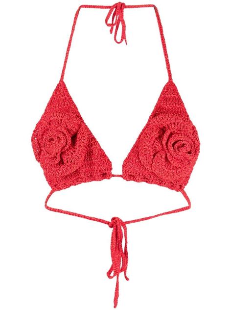 Magda Butrym 3d Flower Crochet Bikini Top Farfetch