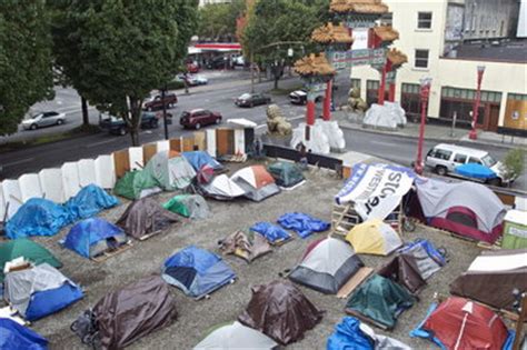 homeless camp  downtown portland brings organizer   conflict