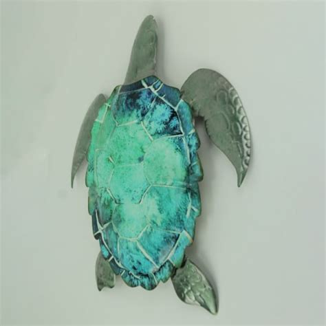 Green Ocean Metal Coastal Art Sea Turtle Wall Sculpture One Size Kroger