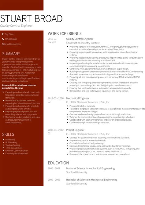 Resume examples for different career niches, experience levels and industries. Quality Engineer Resume Model - Best Resume Ideas