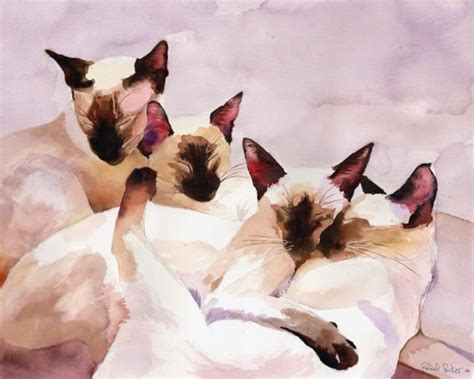 Print Siamese Cat Art From Watercolor Painting Seal Point Etsy