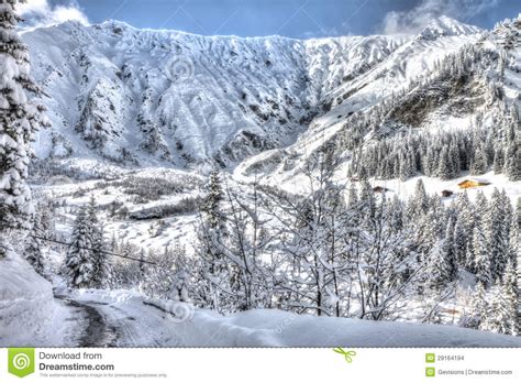 Beautiful View To Winter Swiss Alps Berner Oberland Adelboden Stock