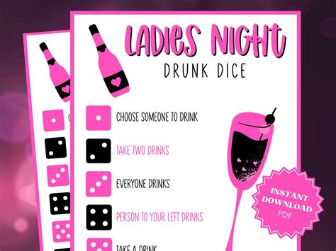 Ladies Night Drunk Dice Game Girls Night Games Girls Night Out Fun