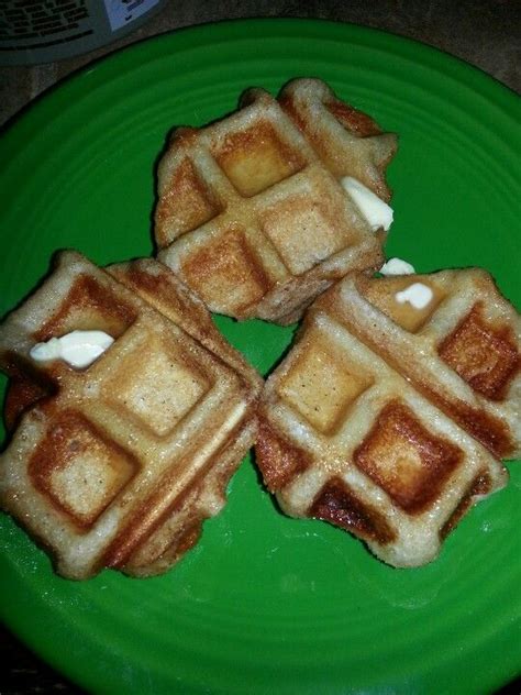 Put dipped bread on hot pan with melted butter. French Toast waffles. Biscuits dipped in egg, cinnamon ...