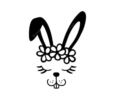 Premium Vector Easter Vector Design With Bunny Face And Flowers