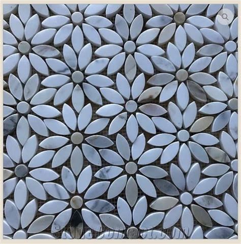 Calacatta Marble Daisy Flower Mosaic Tiles From Australia