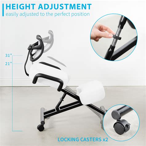 Offering good ergonomic support, the sloping seat eases the hip forward and encourages an upright posture, relieving strain on the lumbar muscles by straightening the back. DRAGONN (By VIVO) Ergonomic Kneeling Chair with Back ...