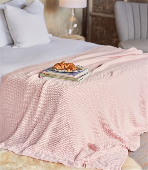 Light Pink 100 Cotton Moss Stitch Blanket Woolovers Us