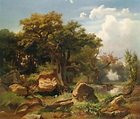Johann Kautsky | Wetland Landscape with Stork (1852) | MutualArt