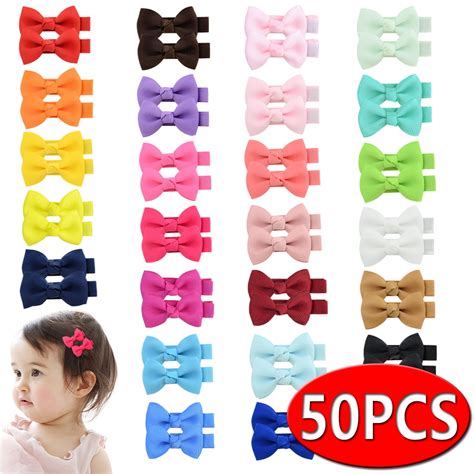 Baby Hair Clips Baby Girls Fully Lined Hair Pins Tiny 2 Hair Bows For