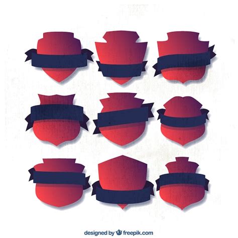 Free Vector Collection Of Vintage Shields With Ribbons
