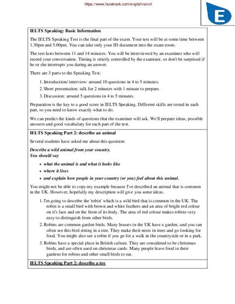 In part 1 of ielts speaking you will first be asked 3 questions about work/study/living area. (PDF) IELTS Speaking: Basic Information | nguyen linh ...