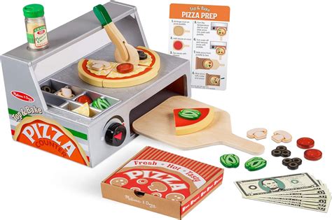 Melissa And Doug Top And Bake Wooden Pizza Counter Play Food Set Pretend Play Helps Support