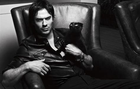 Ian Somerhalder With Black Leather Jacket And Black Cat Ian Somerhalder 005 Ian Somerhalder