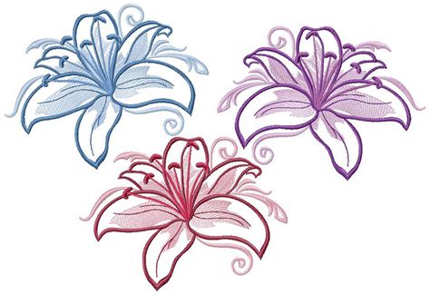 Lily Machine Embroidery Design Embroidery Flowers Embroidery Etsy
