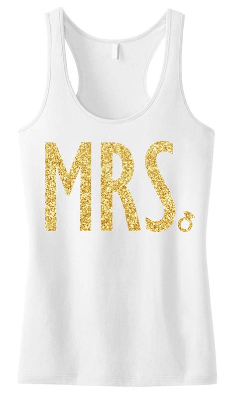 Mrs Bride Tank Top With Gold Glitter Print Nobullwoman Apparel Bride Tank Tops Bride Tank