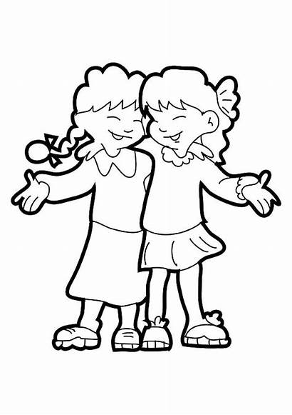 Coloring Friends Pages Friend Hugging Printable Laughing