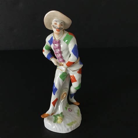 vintage meissen porcelana jester figura de arlequín etsy
