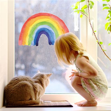 Watercolour Rainbow Window Sticker Rainbow Window Decal Etsy Uk