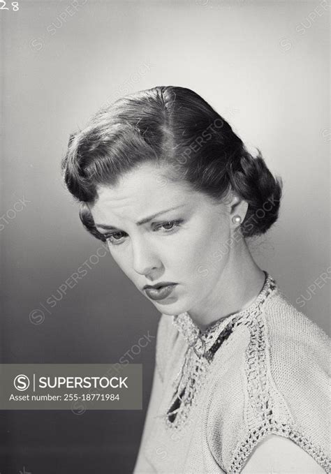 Vintage Photograph Portrait Of Babe Woman Looking Sad Model Released SuperStock
