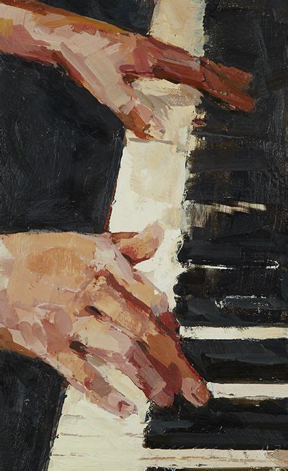 A Painting Of Someone Playing The Piano With Their Hands On Its Keyboard