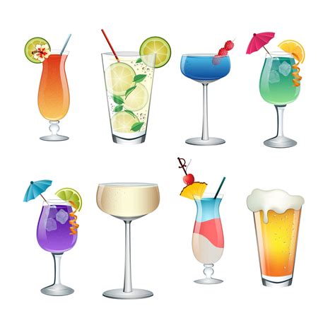 Cocktail Summer Drinks Clip Art Set Of 8 Colorful PNG Etsy UK