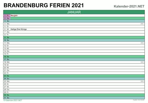 Der kostenlose urlaubsplaner für excel bietet einen. FERIEN Brandenburg 2021 - Ferienkalender & Übersicht