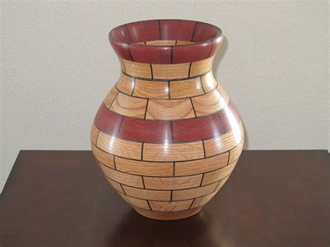 Segmented Wood Vase Woods Used Oak Purpleheart And Black Veneer