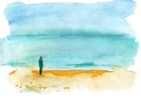 Watercolor Abstract Beach Stock Illustration Illustration Of Paper