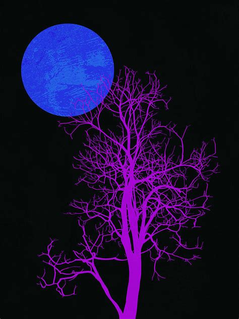 Purple Tree And Blue Moon Mixed Media By Naxart Studio