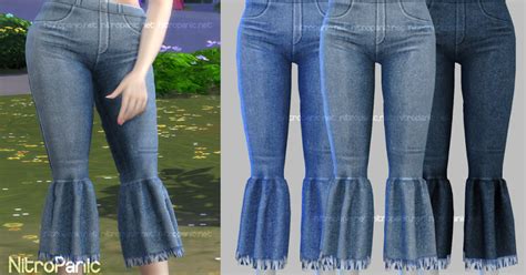 Nitropanic The Sims 4 Cc Bell Bottom Jeans Package Info 5 Swatches