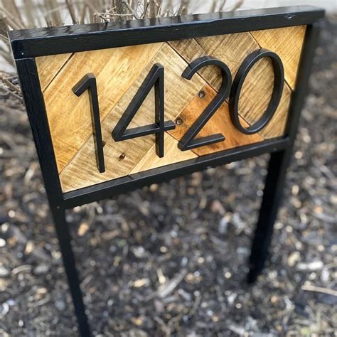 Modern Address Stake Reclaimed Wood House Numbers For Garden