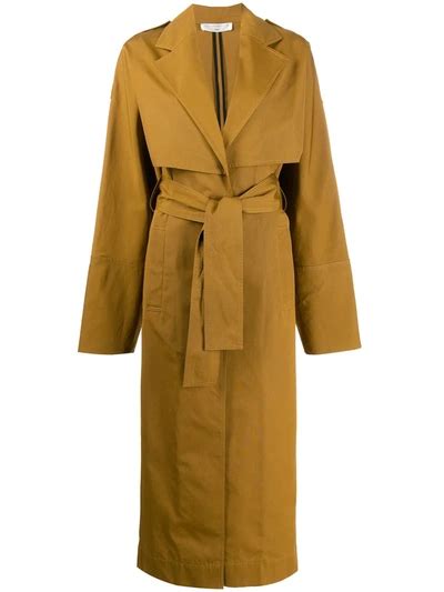 Victoria Beckham Flared Cotton Blend Trench Coat In Brown Modesens