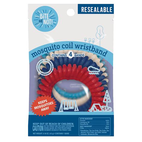 Bite Me Not Deet Free Coil Wristband Insect Repellent Multi Color 4