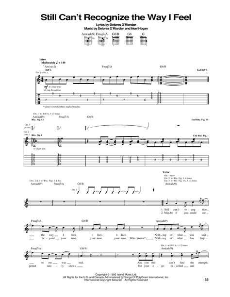 Still Can T Recognise The Way I Feel By The Cranberries Guitar Tab Guitar Instructor